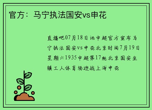 官方：马宁执法国安vs申花